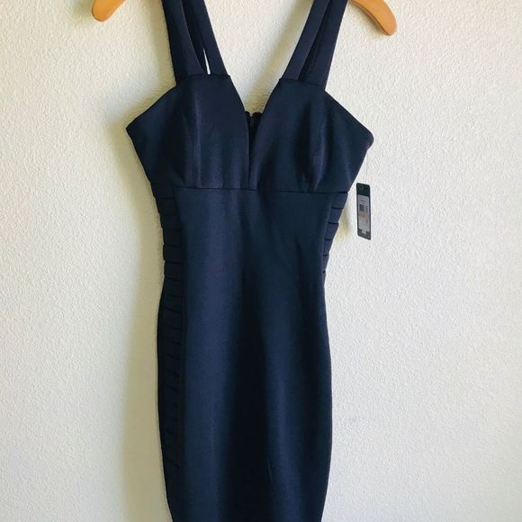 Guess Black Plunge Neck Bodycon‎ Party Cocktail Bodycon  Dress Size 2 - Picture 5 of 5